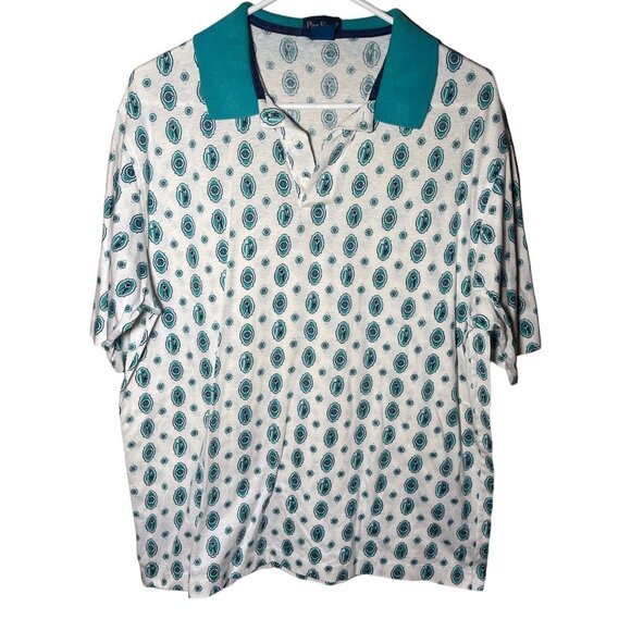VTG Par Four Blue and Teal Short Sleeve Collared Single Stitch Golf Polo Large - Picture 1 of 4